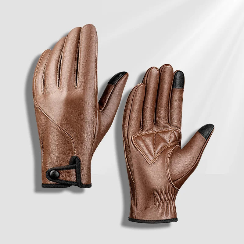 Fashion Warm Winter Windproof Motorbike Driving Man Real Leather Gloves