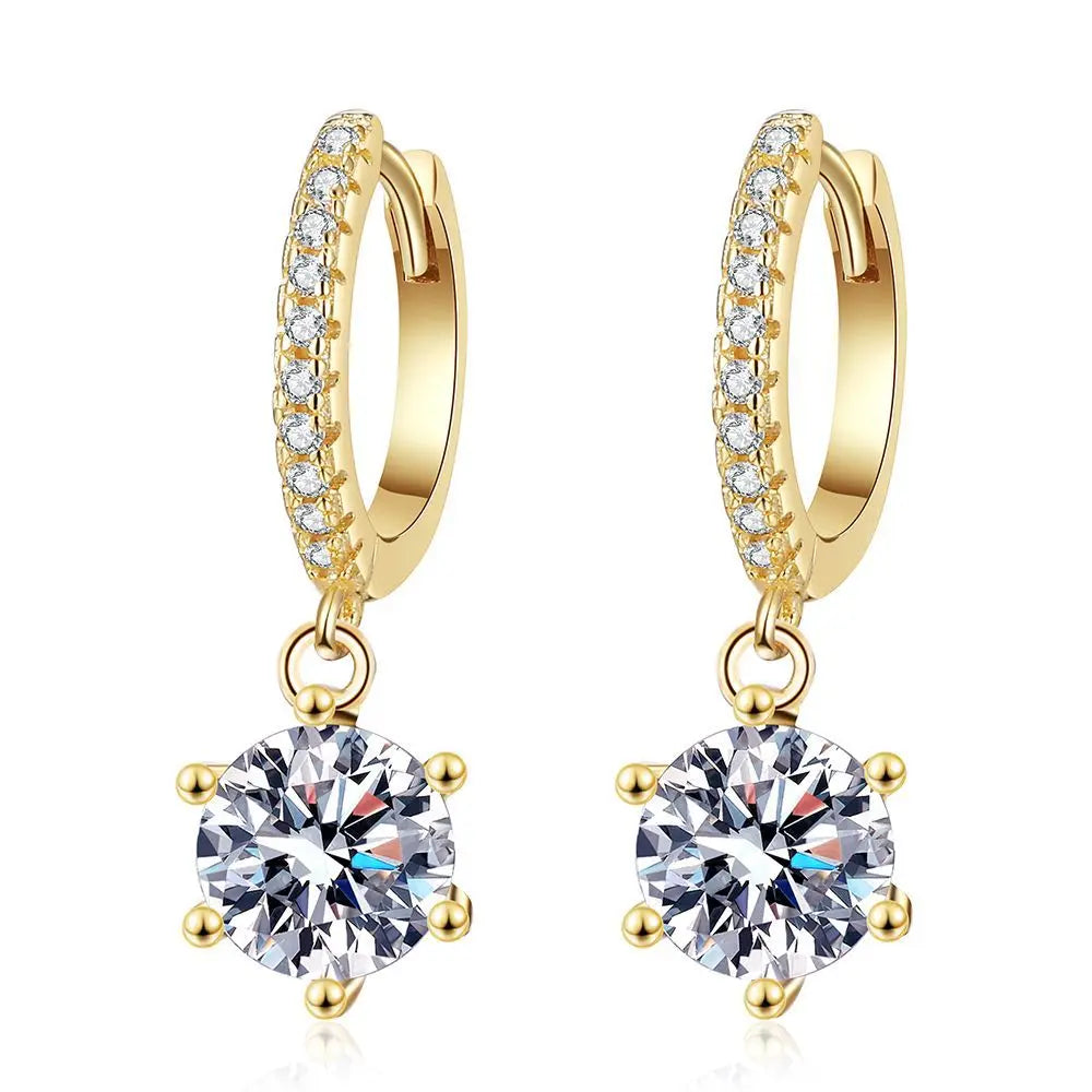 Factory Wholesale 925 Sterling Silver Drop Earrings for Women Six Claws 5mm 6.5mm Moissanite Pendientes