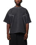 KY Boxy Luxury Designer Tshirts for Men Customizable Cropped High Collar 100% Cotton Oversized Knitted Fit with Print Pattern