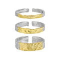 INS 18k Gold Plated 925 Sterling Silver Irregular Texture Adjustable Ring Tin Foil Ring for Women Girls