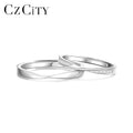 CZCITY Silver 925 Jewelry Adjustable Geometric Pure S999 Sterling Silver Pair Eternity Promise Couple Wedding Ring Set