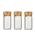 120ml Round Square Glass Jars for Spices Shaker with Bamboo Wooden Cap