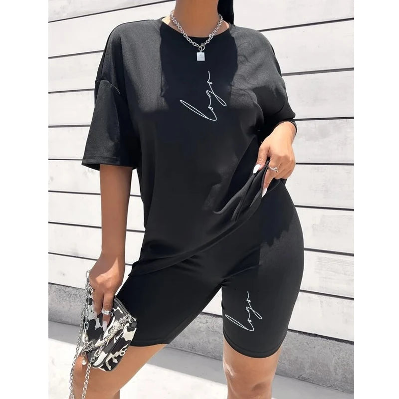 F230274 Summer Outfits Women T Shirt and Short Sets 2 Two Piece Short Set Women Blank Biker Shorts Sets Custom Shorts for Women