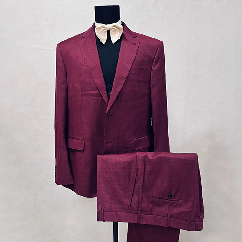 High Quality Custom Wine Red Suit Fashion Business Slim Fit Suit for Mens Formal Suit