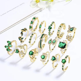 18K Gold Plated Ring Woman Fine Diamond Wholesale Party Gift Jewelry Engagement Zircon Ring