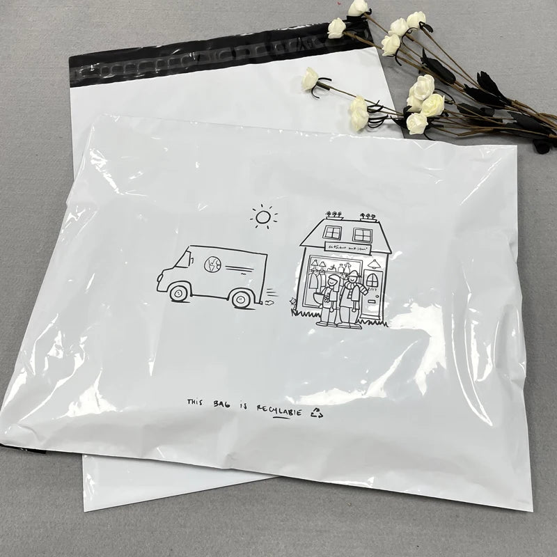 Waterproof White Mail Bags Customized Poly Mailers Mailing Bag Printed Eco Plastic Poly Shipping Bags for Clothes Packaging