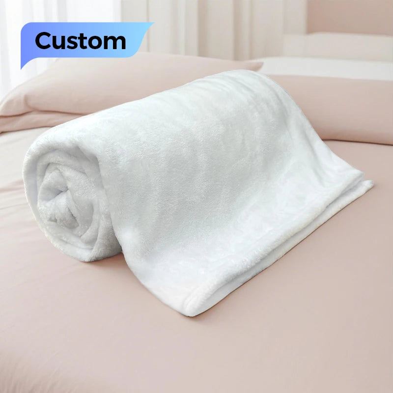 Custom Digit Printed 100% Polyester Flannel Polar Fleece Throw Blanket Sublimation White Mink Raschel Plaid for Adults Babies