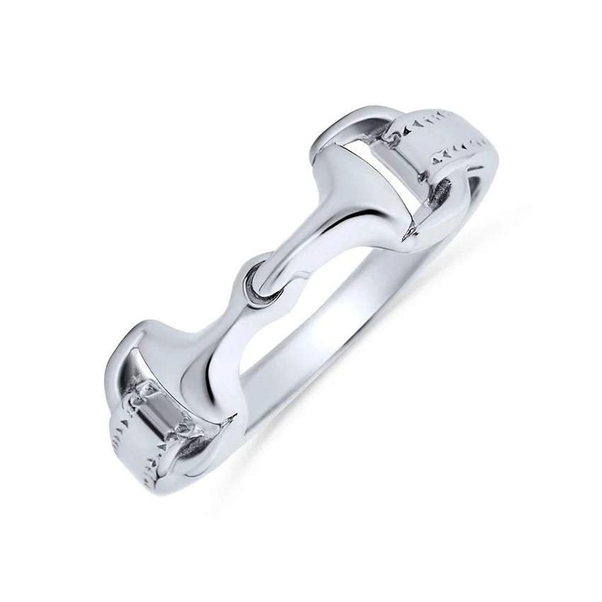 Double Horse Snaffle Bit Band Ring 925 Sterling Silver Ring for Women Wholesale Custom Fashion Jewelry Rings Women Accessories