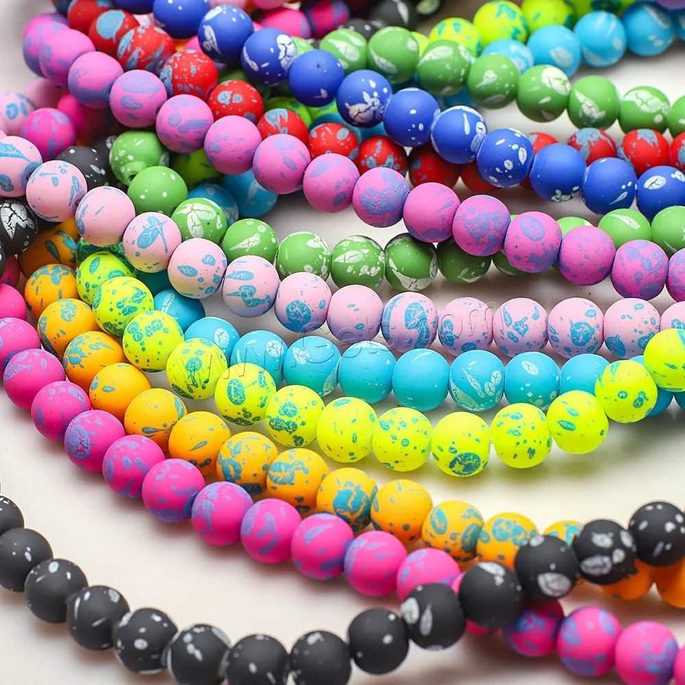 DIY Round Matte Glass Beads Polished & Frosted More Colors for Choice 8mm Approx 100PCs/Strand 1455154
