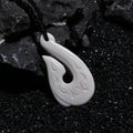 GX041 New Zealand Maori Ethnic Jewelry Hand-carved Yak Bone Fish Hook Pendant Rope Primitive Tribes Totem Amulet Handmade