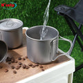 Titanium Hiking Cup Outdoor Camping with Folding Handle for Camping Outdoor
