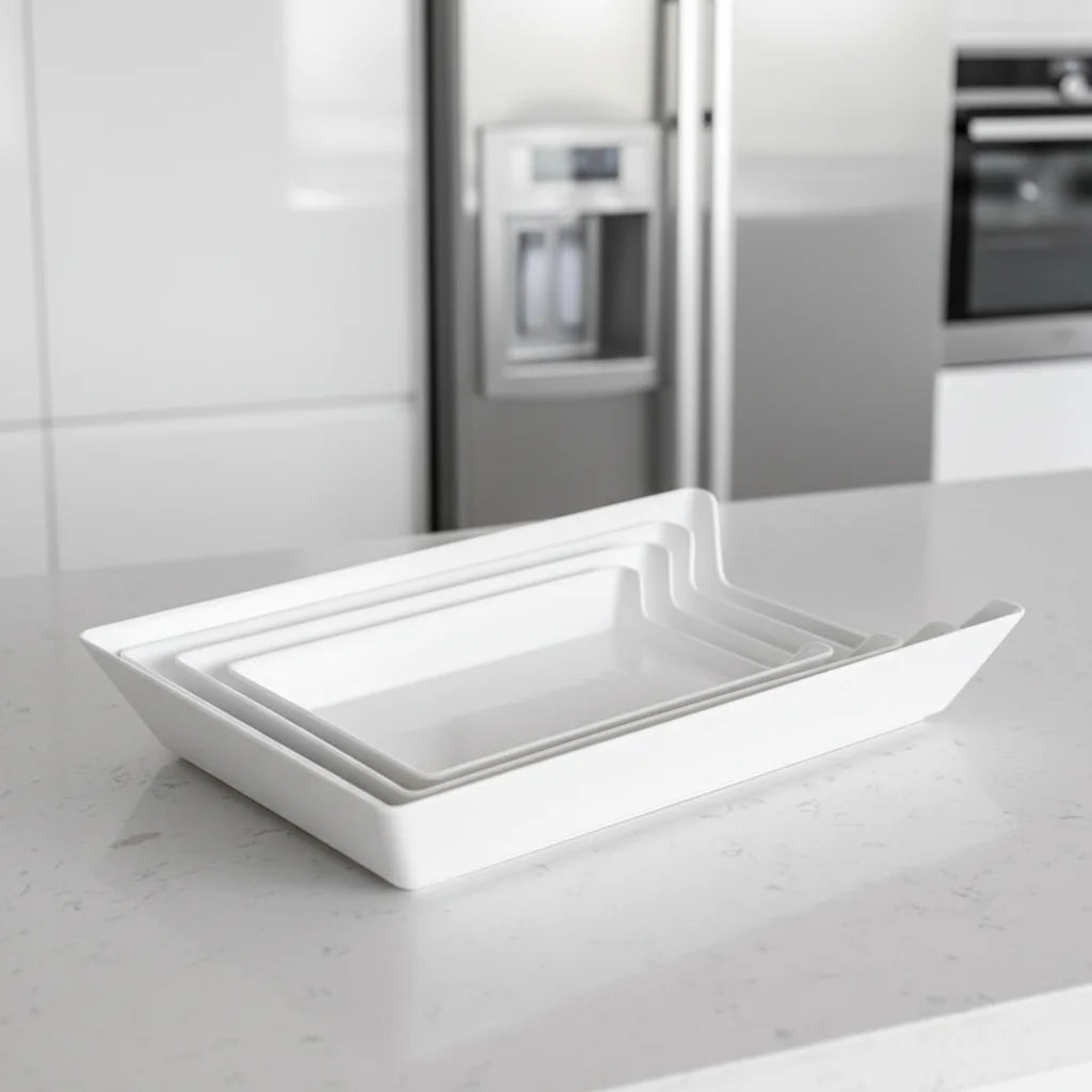 Eco-Friendly Plastic Serving Platter Tray Cheese Camping Plate Platter for Fruit Appetizer Bread Avoid Sliding Spilling Food