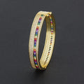 QIKU Wholesale Classic Elegant Crystal Bangle Bracelet Women Gold Color Simple Female Party Wedding Engagement Jewelry Gift