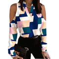S-3XL Long Sleeve Off Shoulder Long Sleeve Printed Shirt Shirt