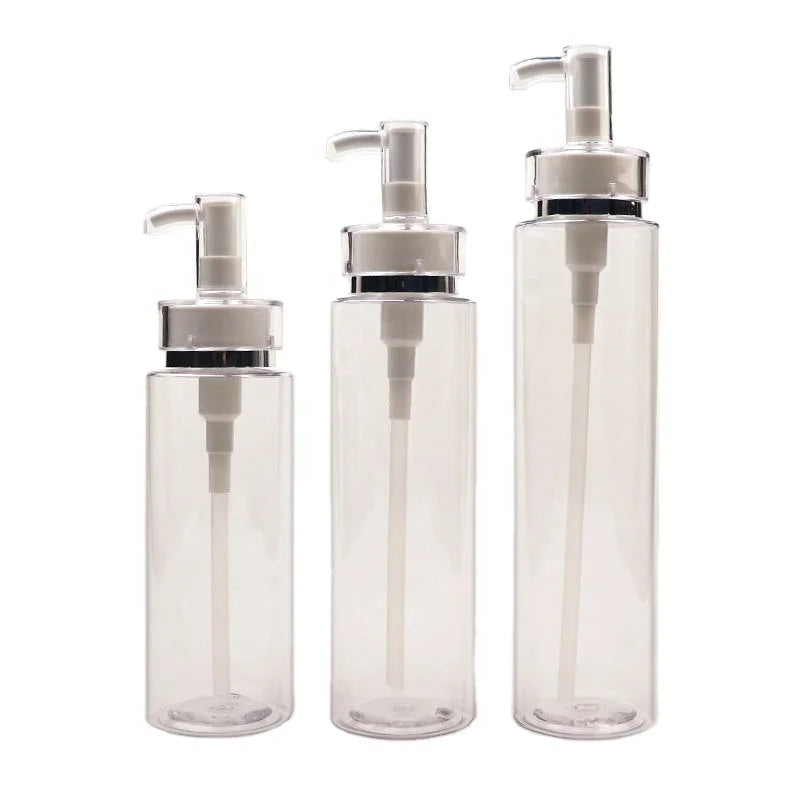 Empty 200/250/300ML Lotion Pump Bottle Transparent Soap Dispenser Cosmetic Essence Plastic Facial Cleanser Press Pump Bottle