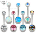 GZN Nipple Ring G23/ASTM F136 Titanium Internally Threaded Double Bezel Set CZ Belly Button Rings Body Piercing Jewelry