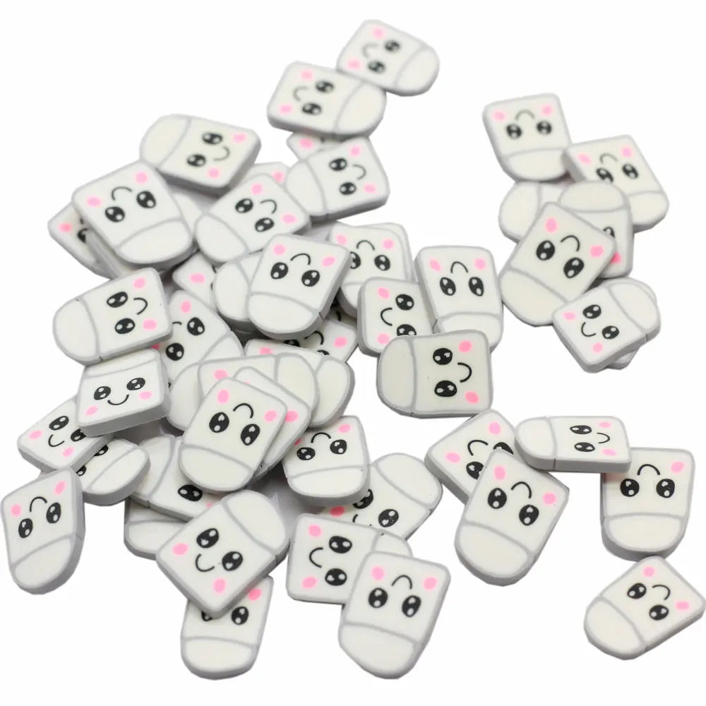 Happy Smile Face Cartoon Milk Bottle Big Eyes Kawaii Mini Polymer Clay Soft Loose Sprinkles for Slime DIY