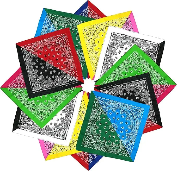 Wholesale Men Women 100% Cotton Bandanas Multifunctional Fashion Two-Tone Square Hair Warp Scarfs for Casual Sports