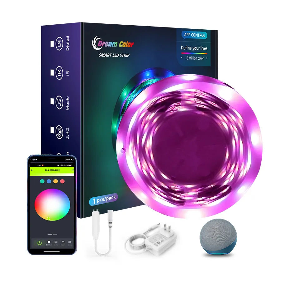 CL Lighting Online Store Supplier Alexa Voice & BT Smart Control RGB LED Strip Lights 12V 5M 10M for Bedroom