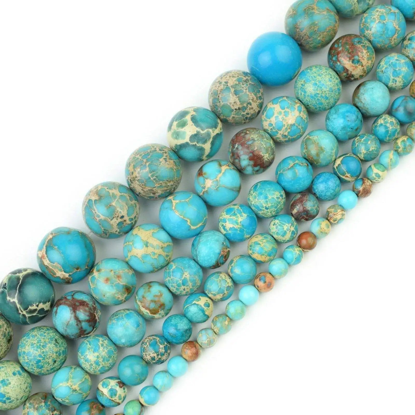 4/6/8/10/12MM Stone Bead Turquoise Redalite Stone Imperial Jasper Round Loose Beads for Jewelry Making