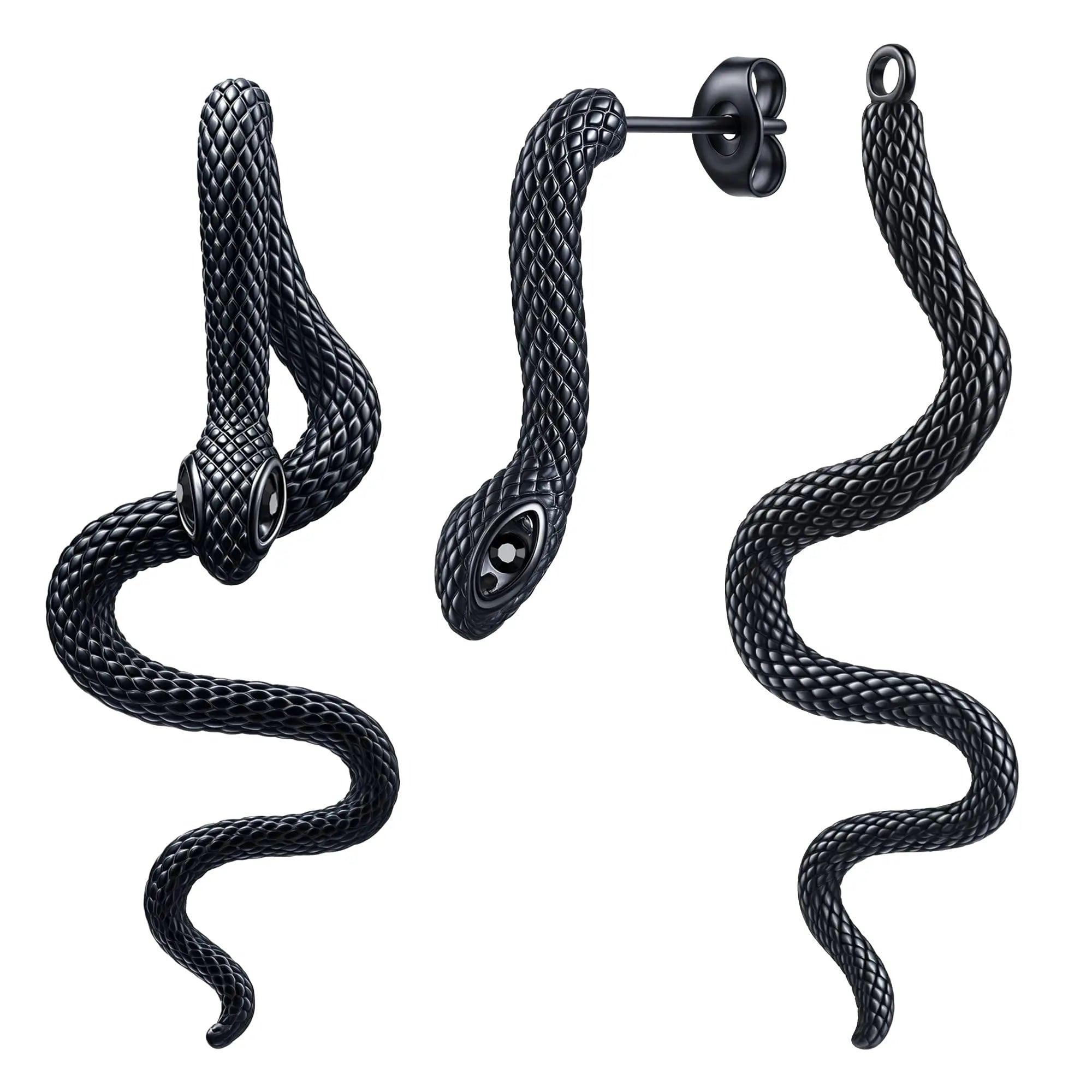 Punk Gothic Fashion Dangle Snake Earrings for Women Men Zircon Statement Cool Rock Hip Hop Biker Earring