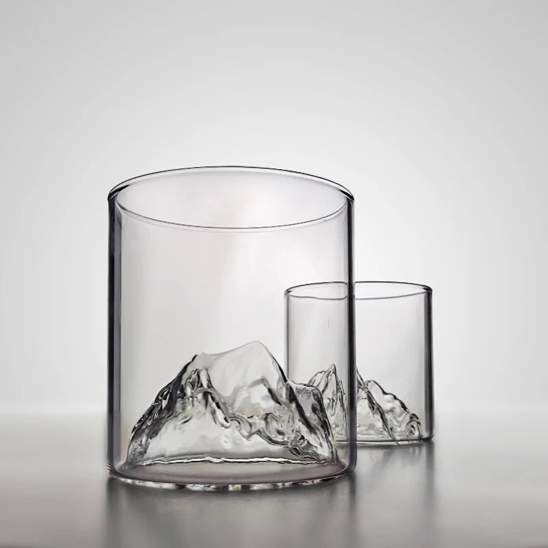 Customized Hand Blown Unique Crystal everest Mount Snow Mountain Fuji Matterhorn Snow Mountain Glass Whisky