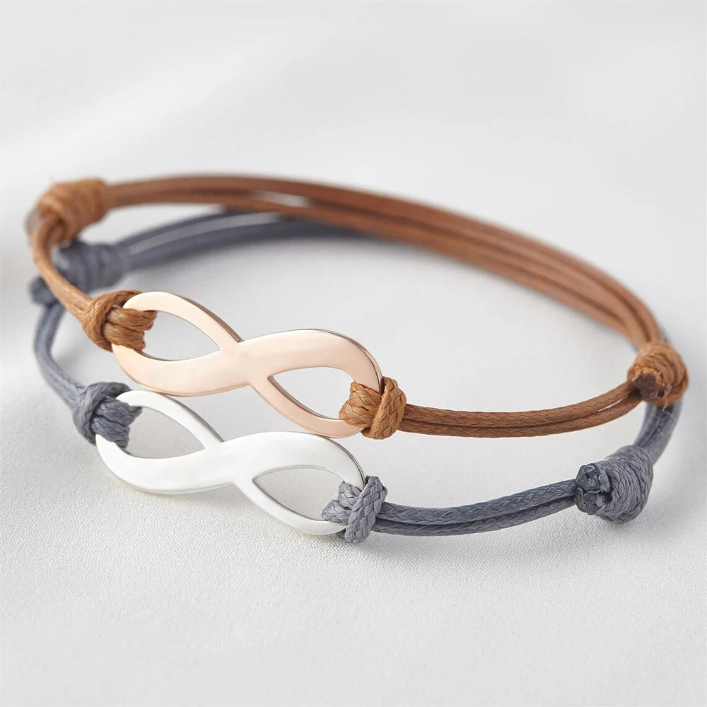Engraving Personalized ID logo Infinity Bracelet Stainless Steel Silver Rose 18k Gold Stamping Blank Infinite Charm Bracelets