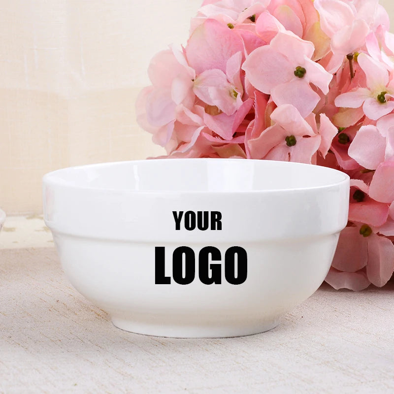Modern White Ceramic Pasta Salad Bowl Practical Simple Tableware Customized Logo for New Year's Celebration Direct Factory