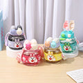 Newest Cute Kids 1000ml Double Drinking Bear Cartoon Plastic Water Bottle Children's Sports Bottles with Straw Double Lid