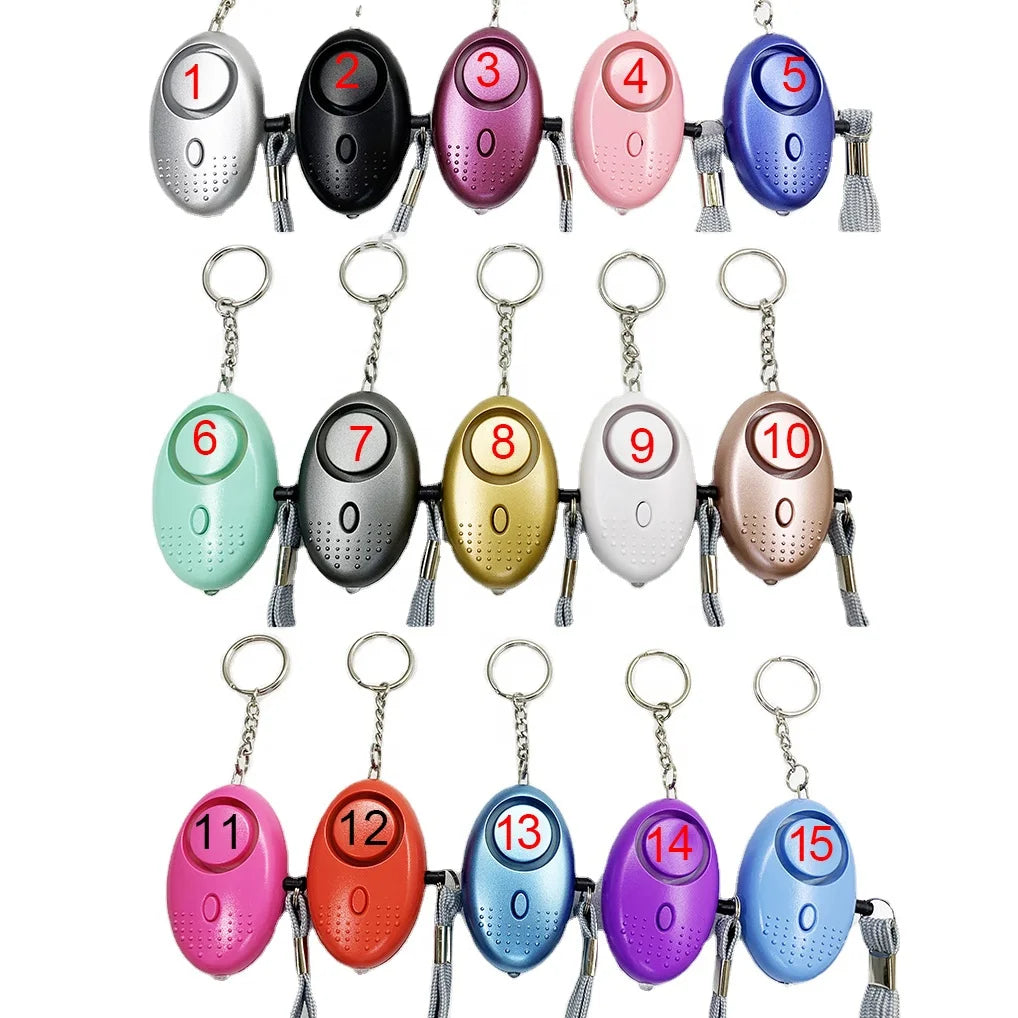 20 Colors Stock Safety Emergency Sound Alarm Keychain Self Protection Keychain Sound Alert Devices Personal Alarm with Led Light