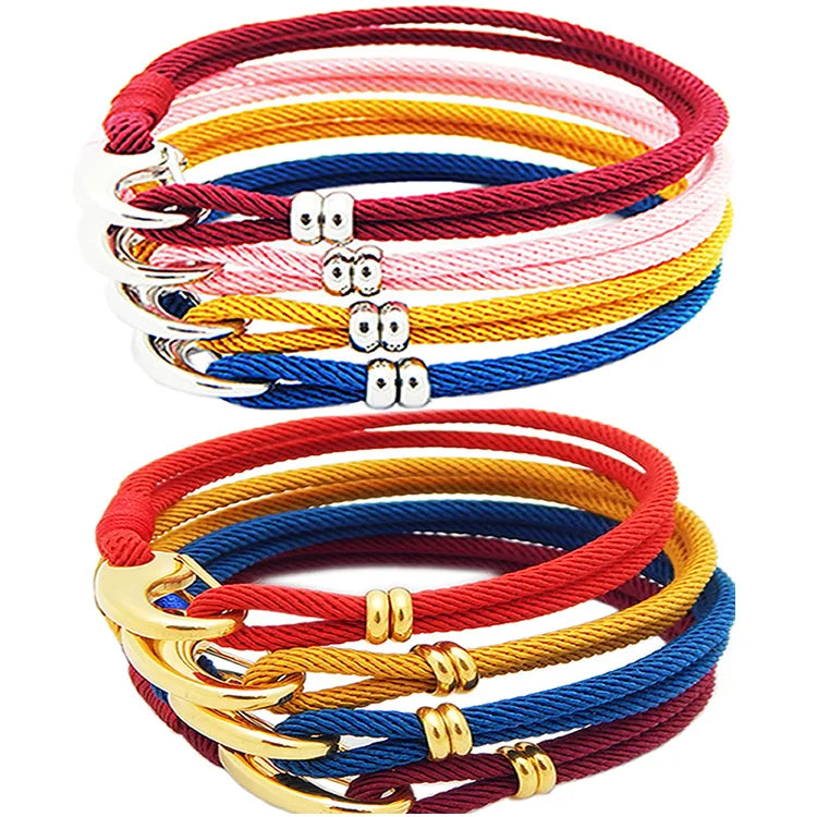 Couple Bracelet Accessories High Quality Stainless Steel Clasp Bracelet Simple Multi-color Rope Bracelet Gifts for Women Men