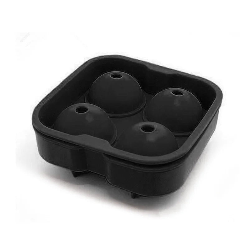 Custom Logo 4 Cavity Silicone Sphere Whiskey Ball Mold 132G Ice Cream Ball Shaped Ice Tray Maker With Opp Bag