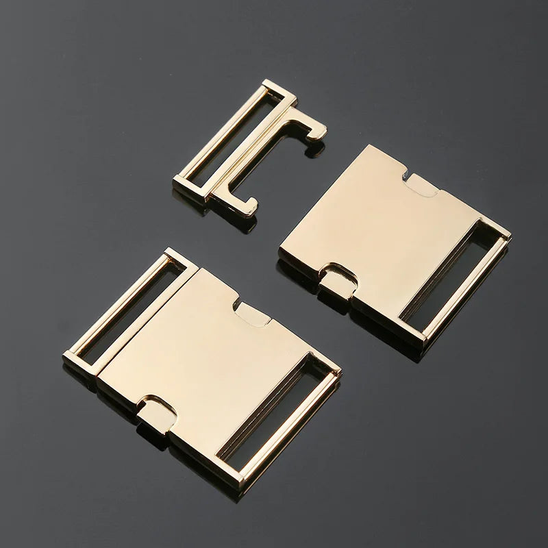 Custom Logo Zinc Alloy Luxury Leather Steel Snap Hooks Belt Buckles Women Metal Half Metal Side Quick Release Belt Buckles