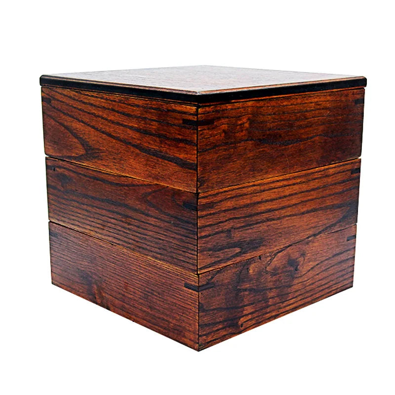 Japanese-style Solid Wood Three-layer Wooden Bento Box Lunch Box Wooden Tableware