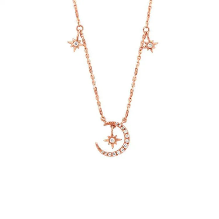 Drop Shipping 925 Necklace Moon Stars Necklace Light Luxury Necklace