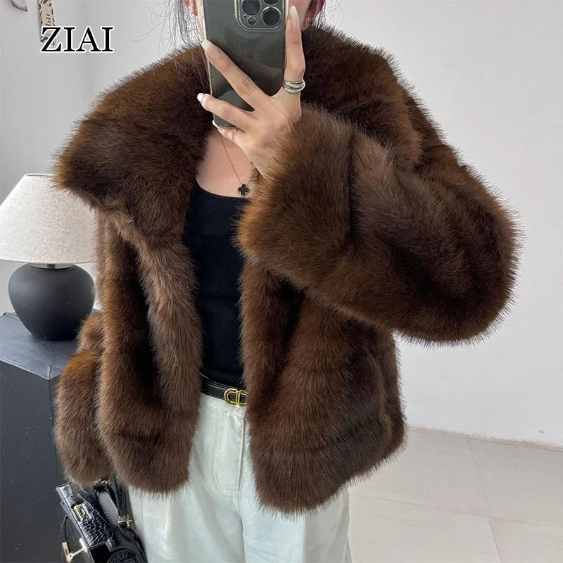 Wholesale Fashion Ladies Fake Fur Coat Winter Women Custom Faux Fur Jacket Warm Faux Fur Coat for Women