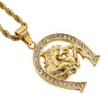 Fatingna 18K Gold Plated Stainless Steel Horse Shoe Shape Pendant Waterproof Necklace Pendent with Iced Zircon Setting