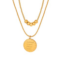 Alin Fashion Stainless Steel Layered Beads and Letters Pendant Necklaces for Women New Arrived 2023