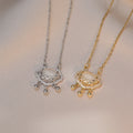 Wholesale Designer Long Life Lock Pendant Girls Necklace Non Tarnish Gold Plated Opal Stainless Steel Necklace