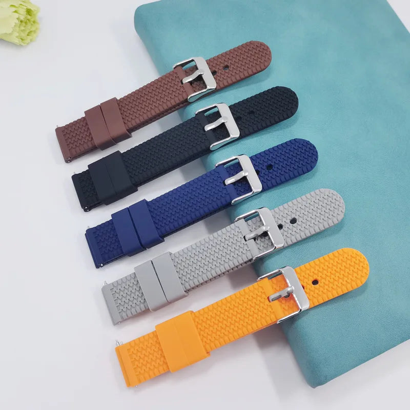 New Pattern Waterproof Silicone Rubber Watch Strap for Men Women Black Green Sport Smart Watch Band 18/20/22/24mm
