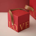 Nicro Factory Price 10cm Square Hard Box Wedding Guess Red LOVE Bronzed Gold Gift Box Cowhide Portable Valentines Day Gift Boxes