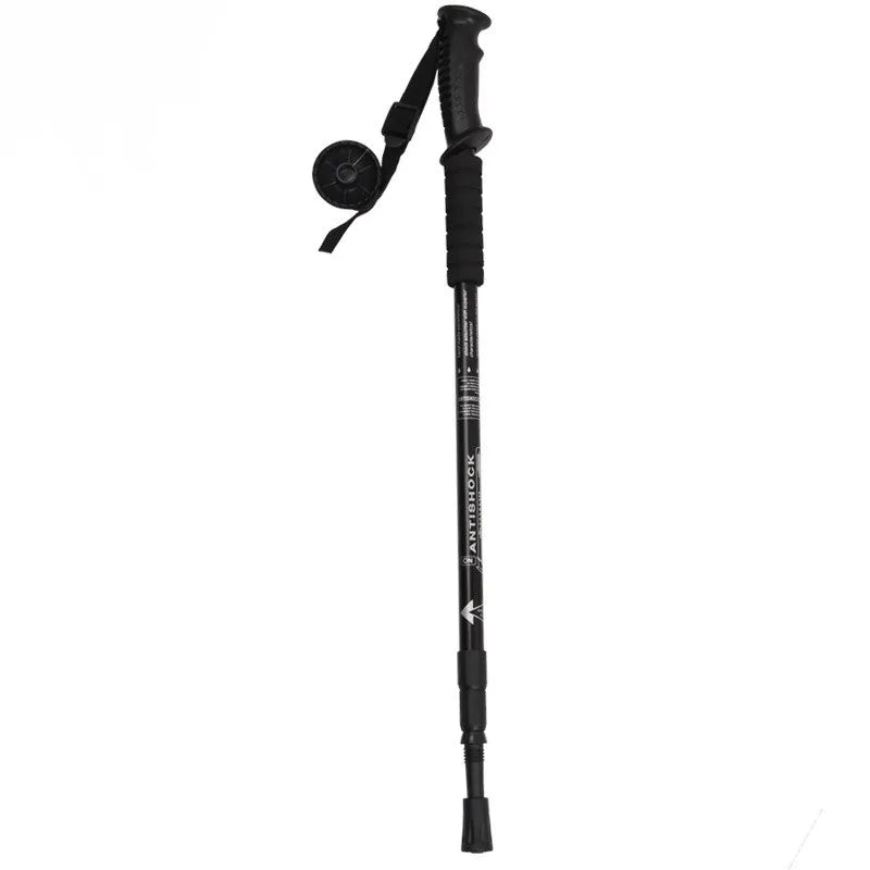 Outdoor Aluminum Telescopic Walking Stick with Carbon Tungsten Steel Tip 3-Section Adjustable Length 65-135cm for Men