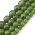 Wholesale 7.5 Inch Natural Stone Green Canada Jades Round Loose Beads for Jewelry Making