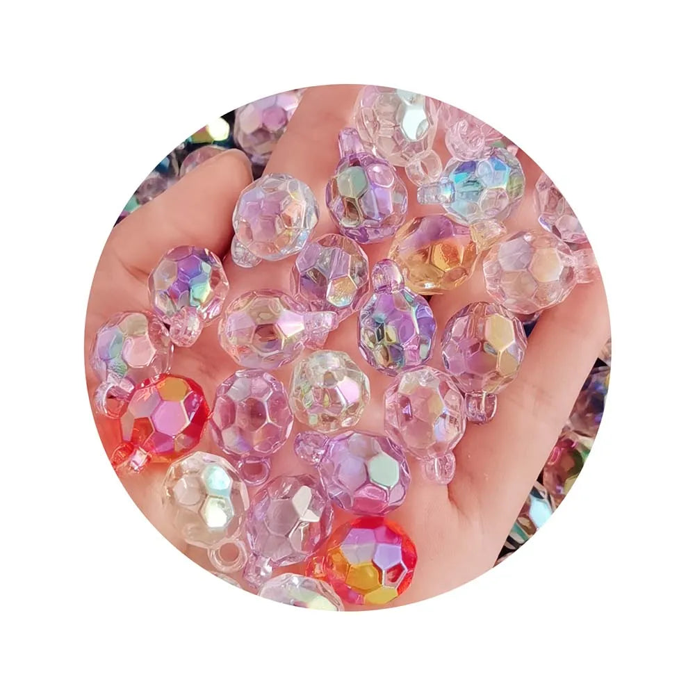 Mixed Lots AB Acrylic Ball Beads Charms Pendants Dangles Bracelet Keychain Jewelry Making Quality Components Direct Supplier