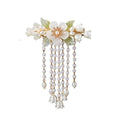 Lily Valley Flower Fringe Hairpin Sweet Half Tied Hair Pearl Spring Clip Barrette Fabric and Resin Hair Clips