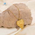 SUMMLY Vintage Wholesale Personalized Hammered Textured Heart Shape 18K Gold Plated Stainless Steel Necklace Fashion Jewelry