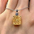 CAOSHI Fashion Jewelry Wholesale Geometric Crystal Ladies Necklace Luxury Shiny Yellow Color Zircon Rectangle Pendant Necklace