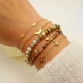 Fashion Crystal Handmade Beaded Folded Bracelet Plated With 18K Gold Stainless Steel Bracelet Set for Women Charms