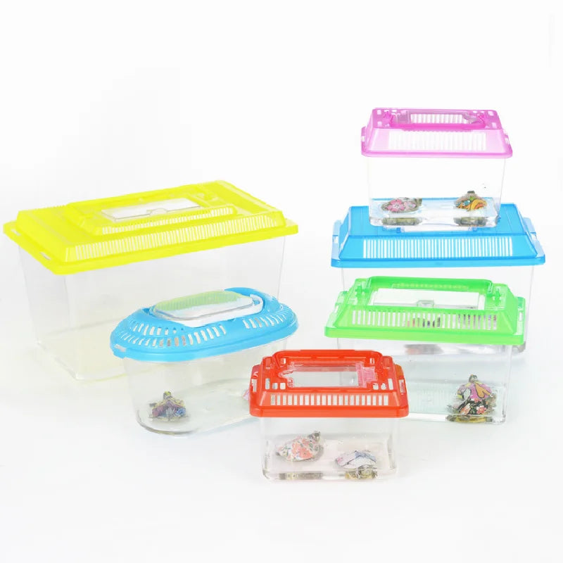Portable Plastic Goldfish tank Transparent Tortoise tank Reptile Pet Breeding and Transportation Box