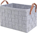Foldable Felt Storage Collapsible  Bin Felt Laundry Storage Basket with Leather Handle Felt Laundry Storage Basket